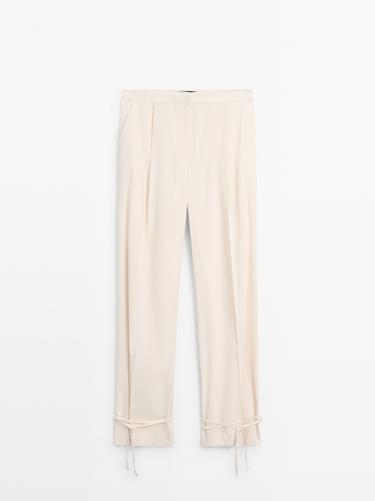 Zara Flowing barrel fit trousers - Ecru