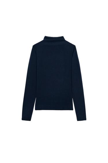 CAMISETA CUELLO SUBIDO - Marino de Zara