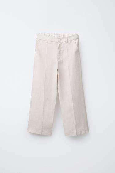 100% LINEN STRAIGHT-LEG TROUSERS - رمل الخاص بـ Zara - صورة 0
