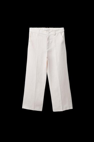 Zara 100% LINEN STRAIGHT PANTS - Sand - Image 0