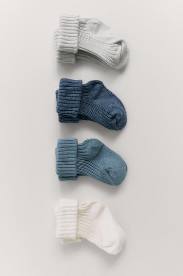 LOT DE QUATRE PAIRES DE CHAUSSETTES COLORÉES - Bleu chiné de Zara