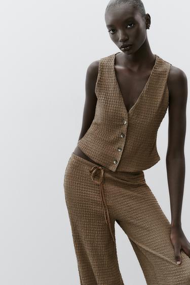 TOP GILET STRUCTURÉ - Marron de Zara - Image 1