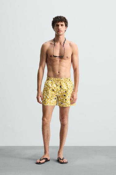 FLORAL PRINT MID-LENGTH SWIMMING TRUNKS - Oil by Zara - Image 0