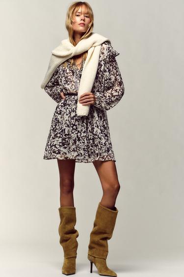 ROBE COURTE IMPRIMÉE CEINTURE - Multicolore de Zara