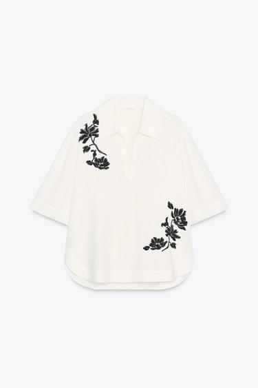 CHEMISE BRODÉE ZW COLLECTION - Blanc / Noir de Zara - Image 5