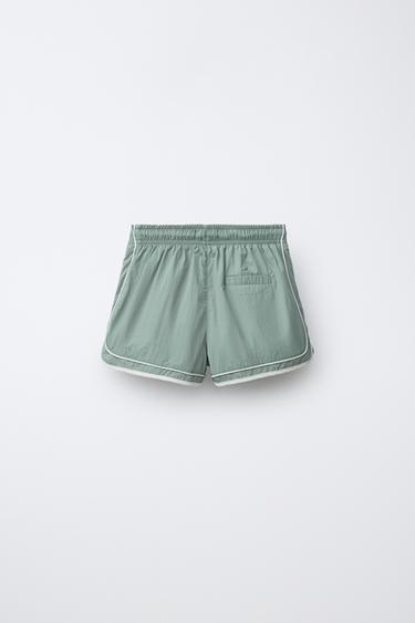 2-6 YEARS / CONTRAST STRIPE SWIM SHORTS - Green by Zara - Image 1
