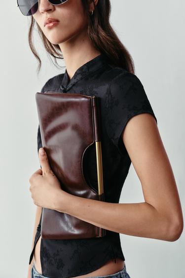 SAC À MAIN ANSE MÉTALLIQUE - Bordeaux de Zara