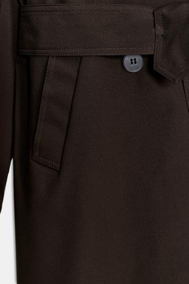 TRENCH LONG À CEINTURE DÉPERLANT COUPE-VENT - Marron de Zara - Image 9