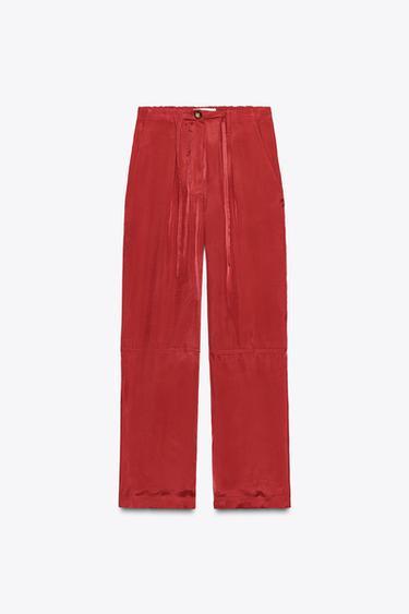 LIMITED EDITION SATIN TROUSERS - Dark red by Zara - Image 6