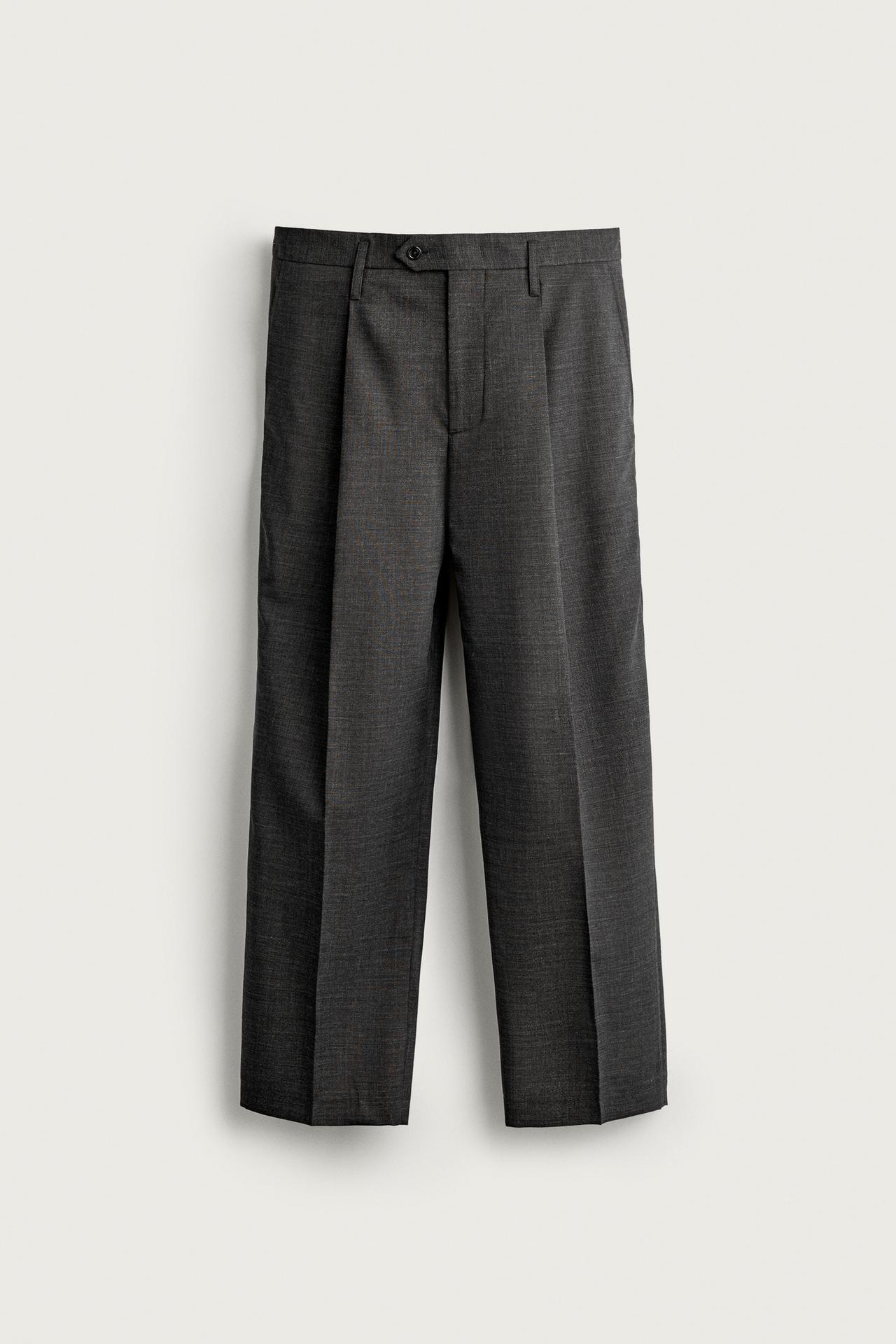 100% WOOL MANTECO® PLEATED PANTS — Anthracite grey