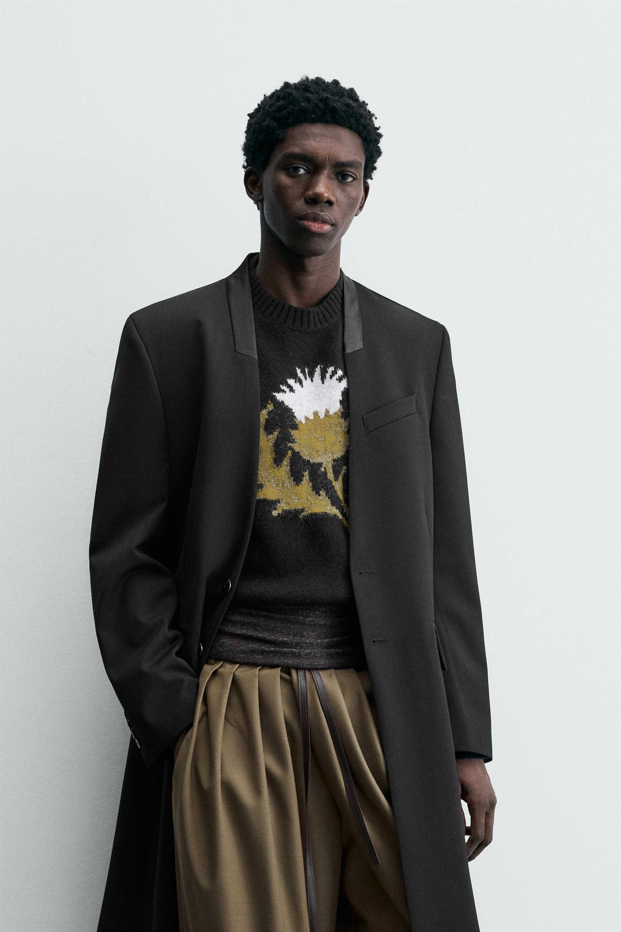 シャラ LIMITED EDITION ジャカードストライプフロックコート - ブラック