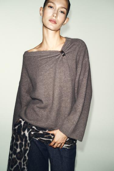 JERSEY PUNTO BROCHE - Marrón / Topo de Zara