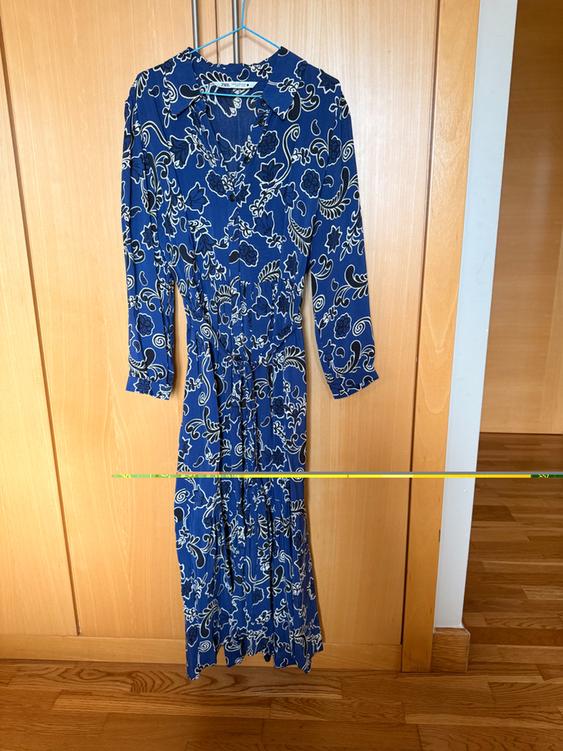 zara blue floral shirt dress PRINTED SECOND HAND Color:Blue Flower AEL Fashion Summer Short line silhouette [heirarchy.sub_product_type]