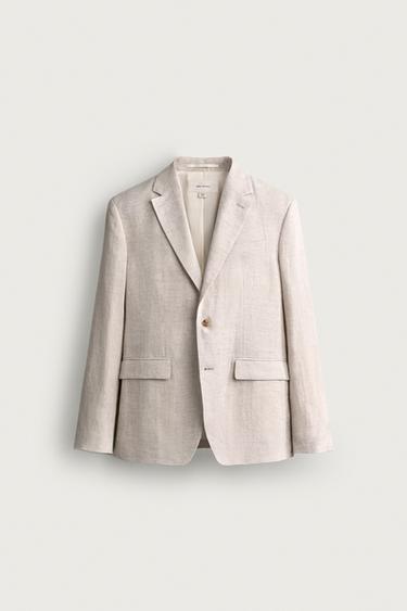 100% LINEN SUIT BLAZER - Sand by Zara
