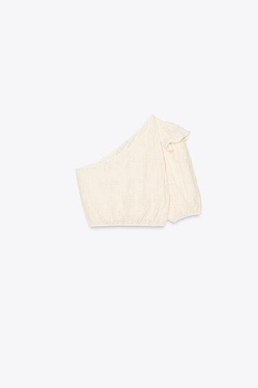 ASYMMETRIC EMBROIDERED TOP - Ecru by Zara - Image 3