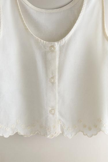 ENSEMBLE TOP ET SHORT ENFANT COTON BRODÉ - Crème de Zara - Image 2