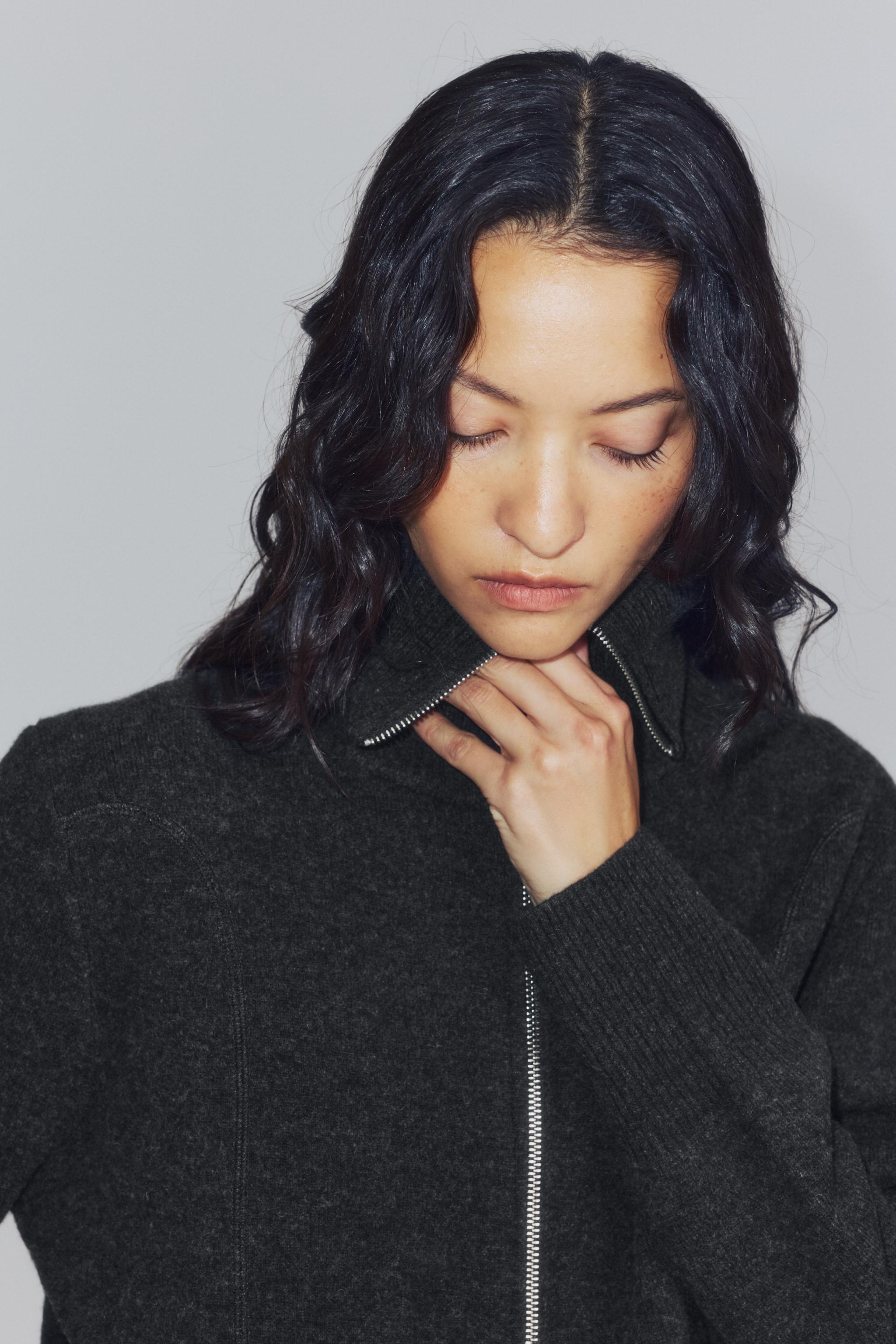 BLOUSON BOMBER 96% LAINE À ZIP