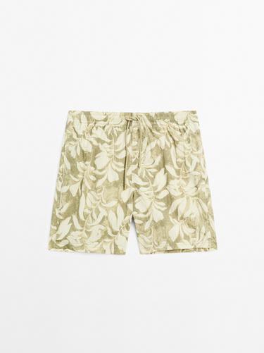 Zara Regular fit printed swimming trunks - Light green