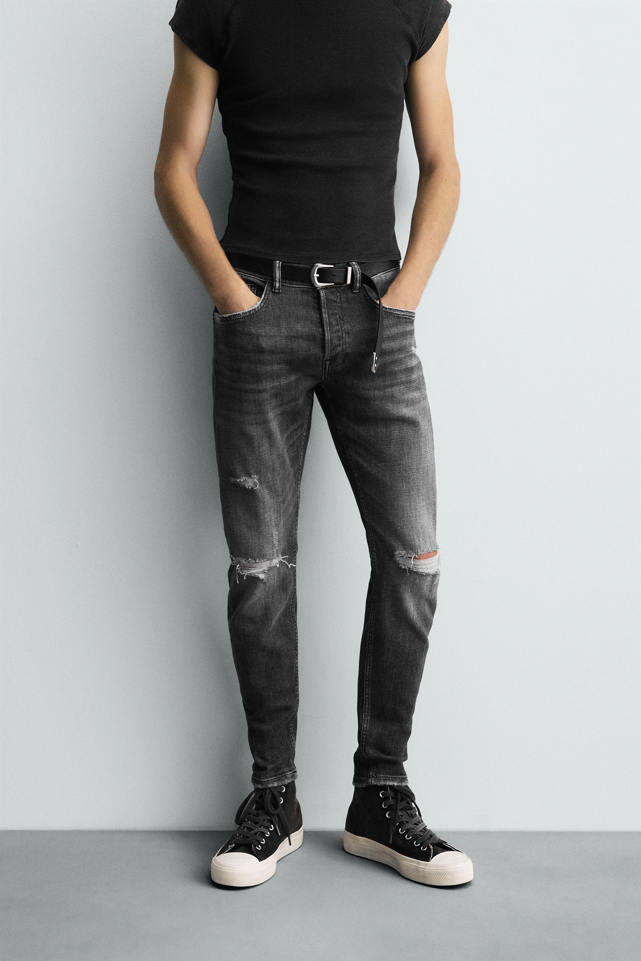 AITITIA Jeans Uomo Strappati Regular Fit | Colore Grigio, Taglia 42 | 5 Tasche, Moda Casual