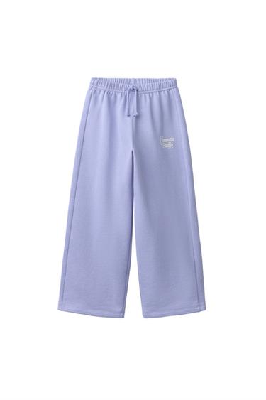 WIDE-LEG TEXT TROUSERS - Blue by Zara