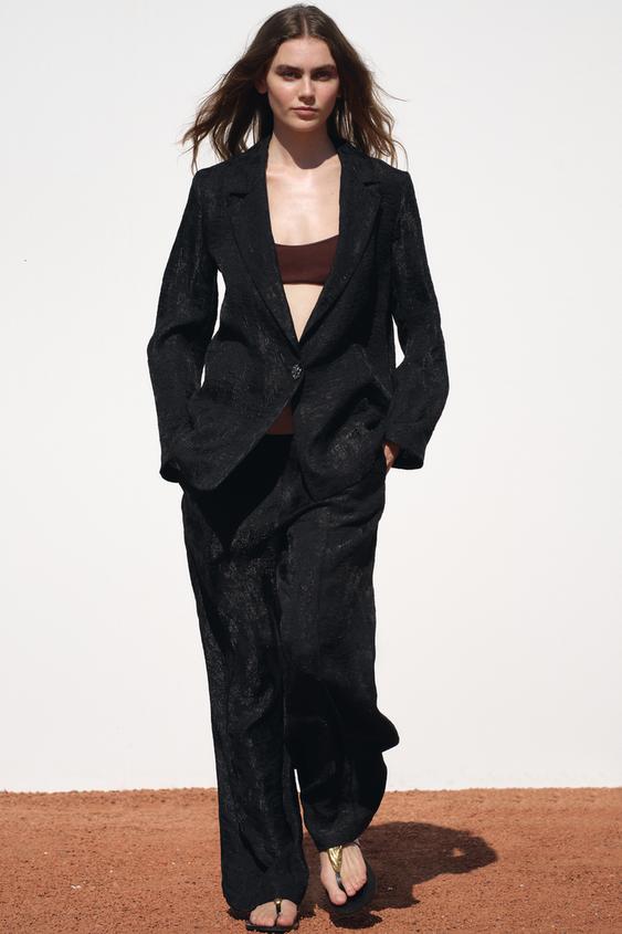 PANTALON EN ORGANZA EFFET PLISSÉ - Noir de Zara - Image 0
