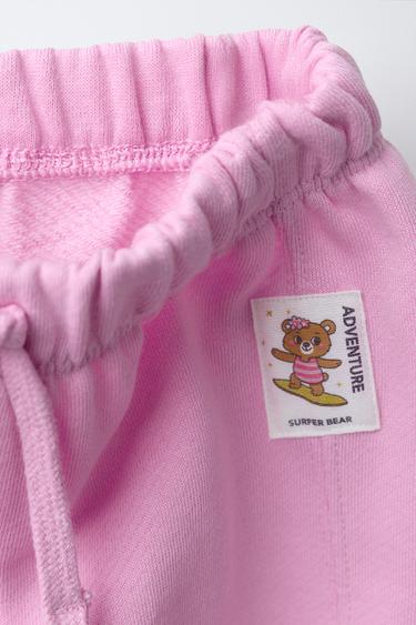 PLUSH JOGGING TROUSERS WITH LABEL APPLIQUÉ - Pink by Zara - Image 2