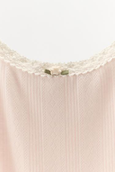 POINTELLE LACE STRAPPY TOP - Pale pink by Zara - Image 5