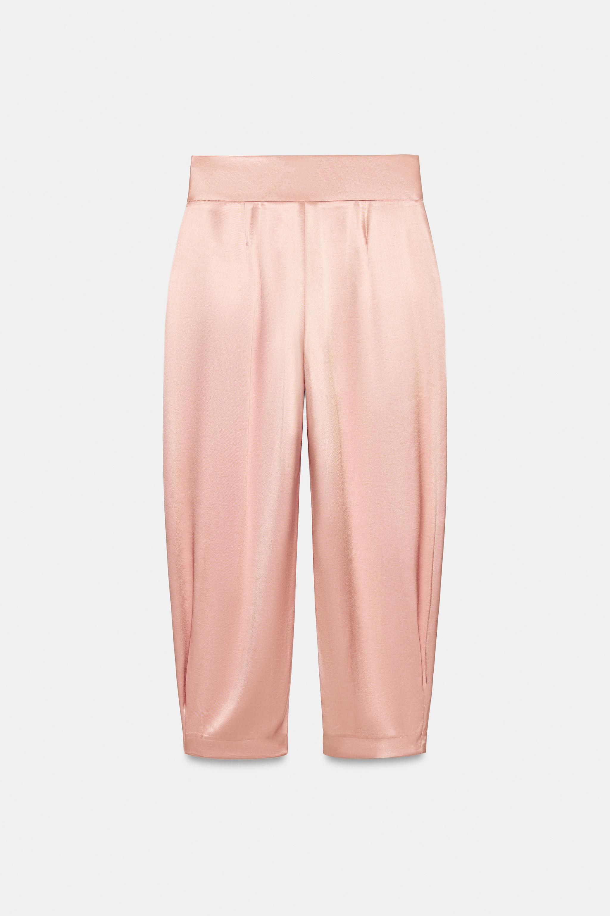 Женские брюки Zara SATIN EFFECT PLEATED PANTS — фото 4