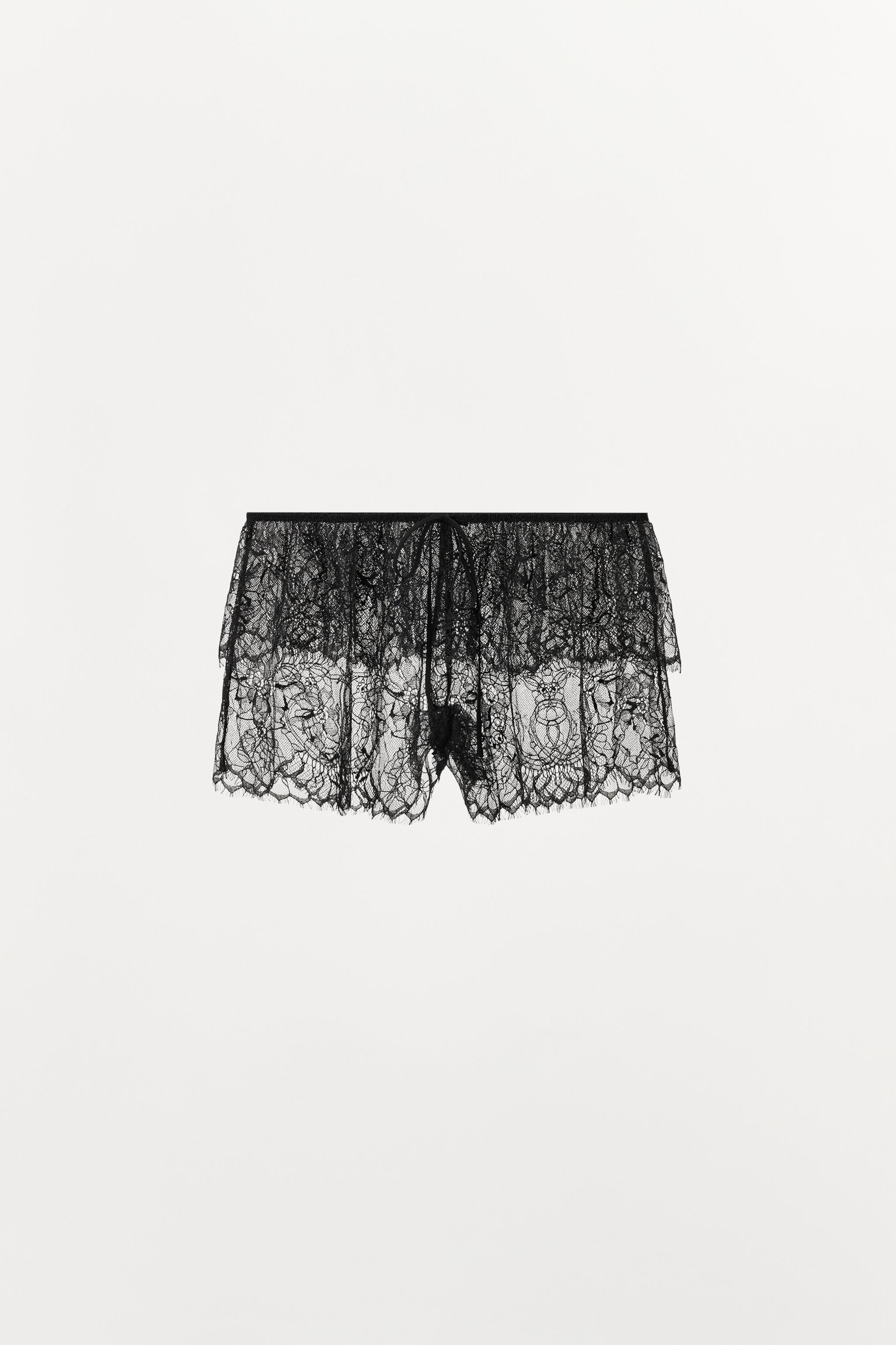 S jersey shorts lace BLACK② SEMI-SHEER LACE SHORTS - Black | ZARA South Africa