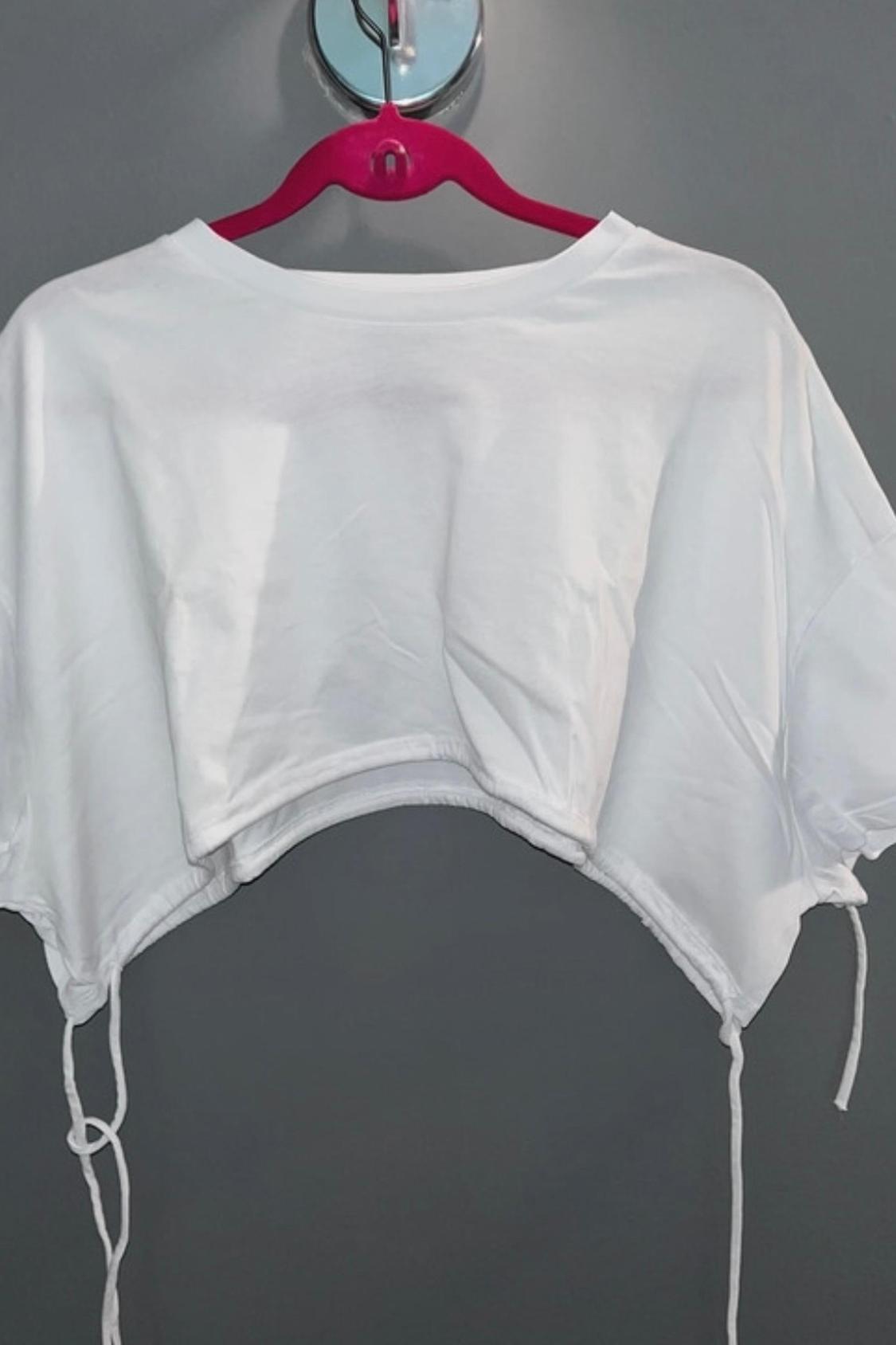 CROP TOP WITH DRAWSTRING HEM