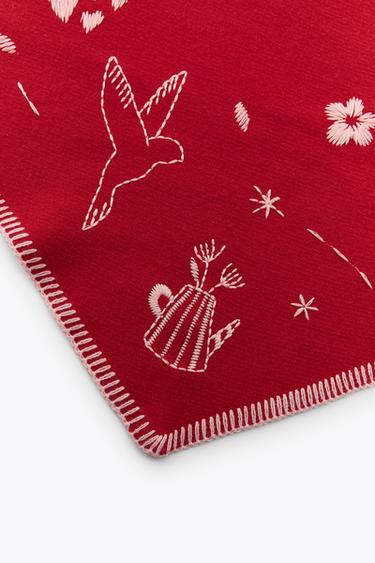 MAXI BANDANA EN MAILLE BRODÉE - Rouge de Zara - Image 3