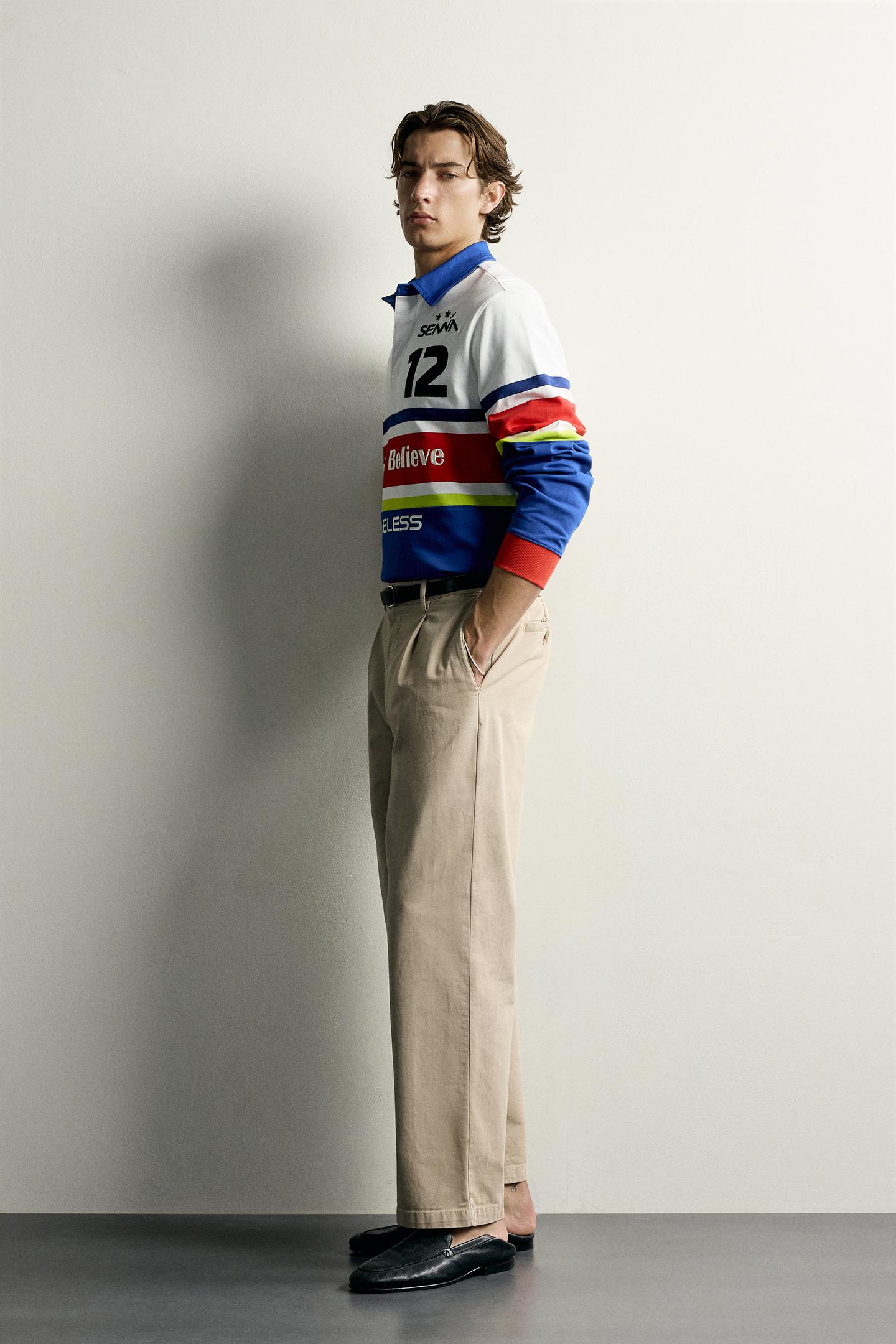 Мужское поло Zara Ayrton Senna © Senna Brands Graphic Polo, цвет: Синий — фото 4
