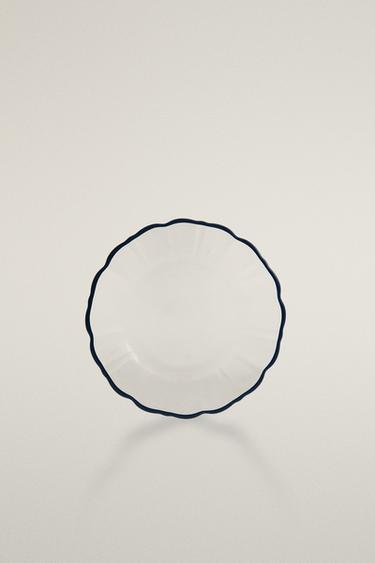 GLASS SIDE PLATE WITH RIM - Blue by Zara - Image 0