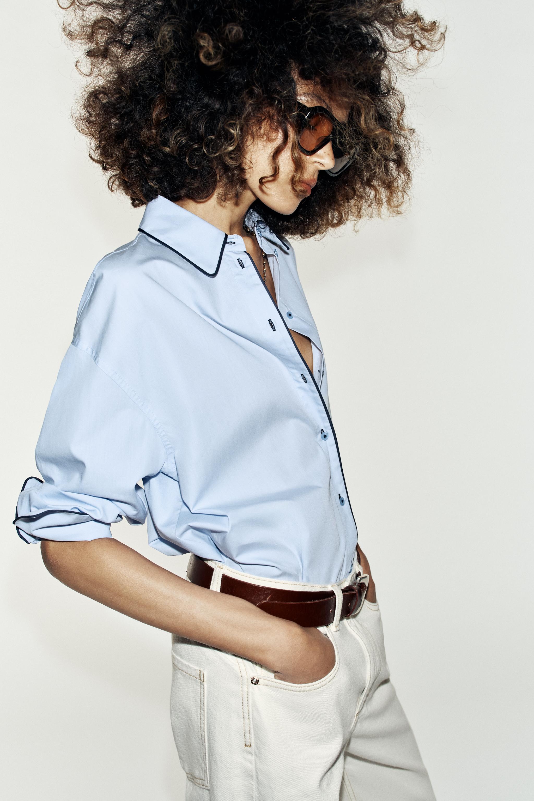 CONTRAST PIPING POPLIN SHIRT