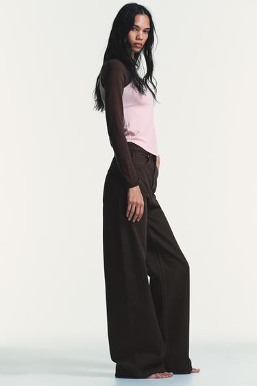 JEAN TRF EXTRA WIDE LEG TAILLE HAUTE - Marron de Zara - Image 3