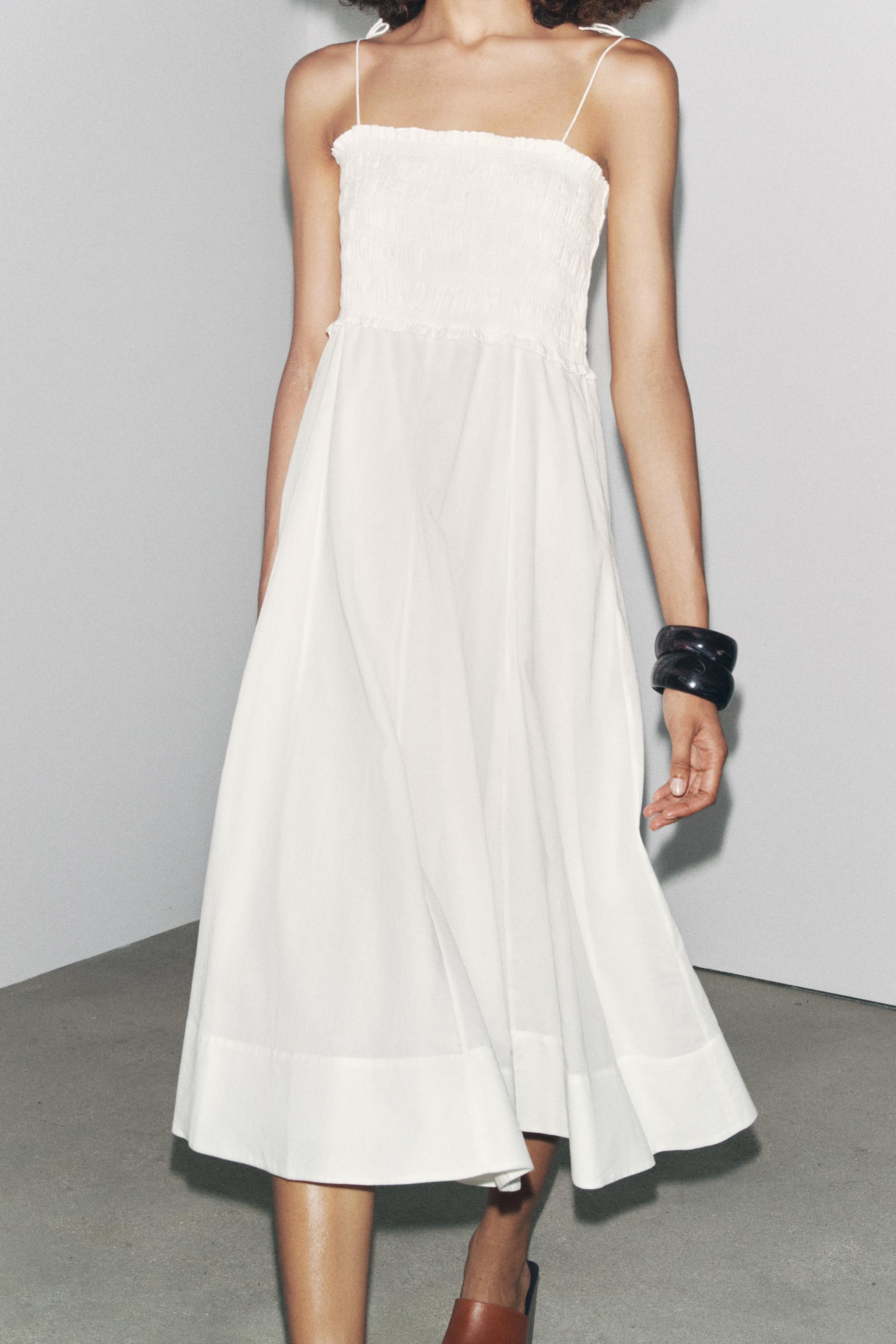ZARA ZW COLLECTION コットン ミディワンピース 3140/278 ZW COLLECTION コットン ミディワンピース - ホワイト | ZARA