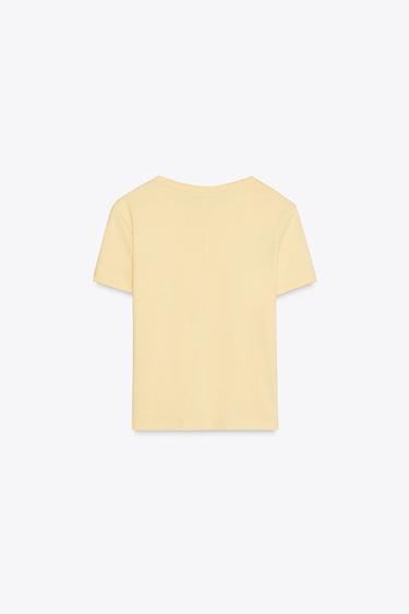 T-SHIRT WITH BACK SEAM - Yellow by Zara - Image 4