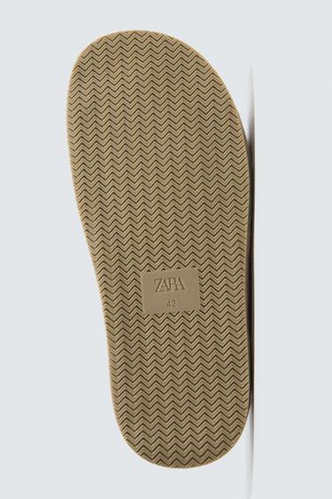 DOUBLE-STRAP LEATHER SANDALS - Taupe Grey by Zara - Image 3