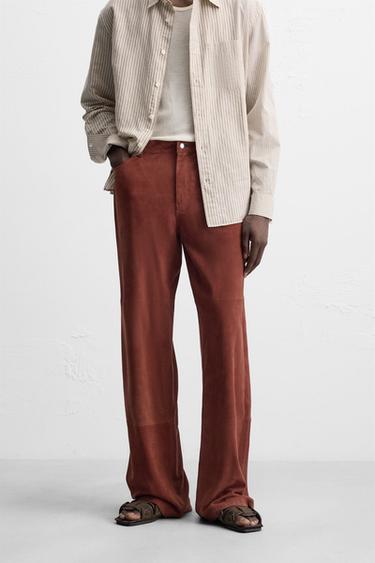 بنطلون من جلد السويدي LIMITED EDITION - مرجلي الخاص بـ Zara