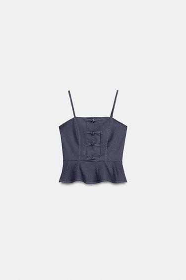PEPLUM TOP WITH FROG FASTENING - Indigo by Zara - Image 6