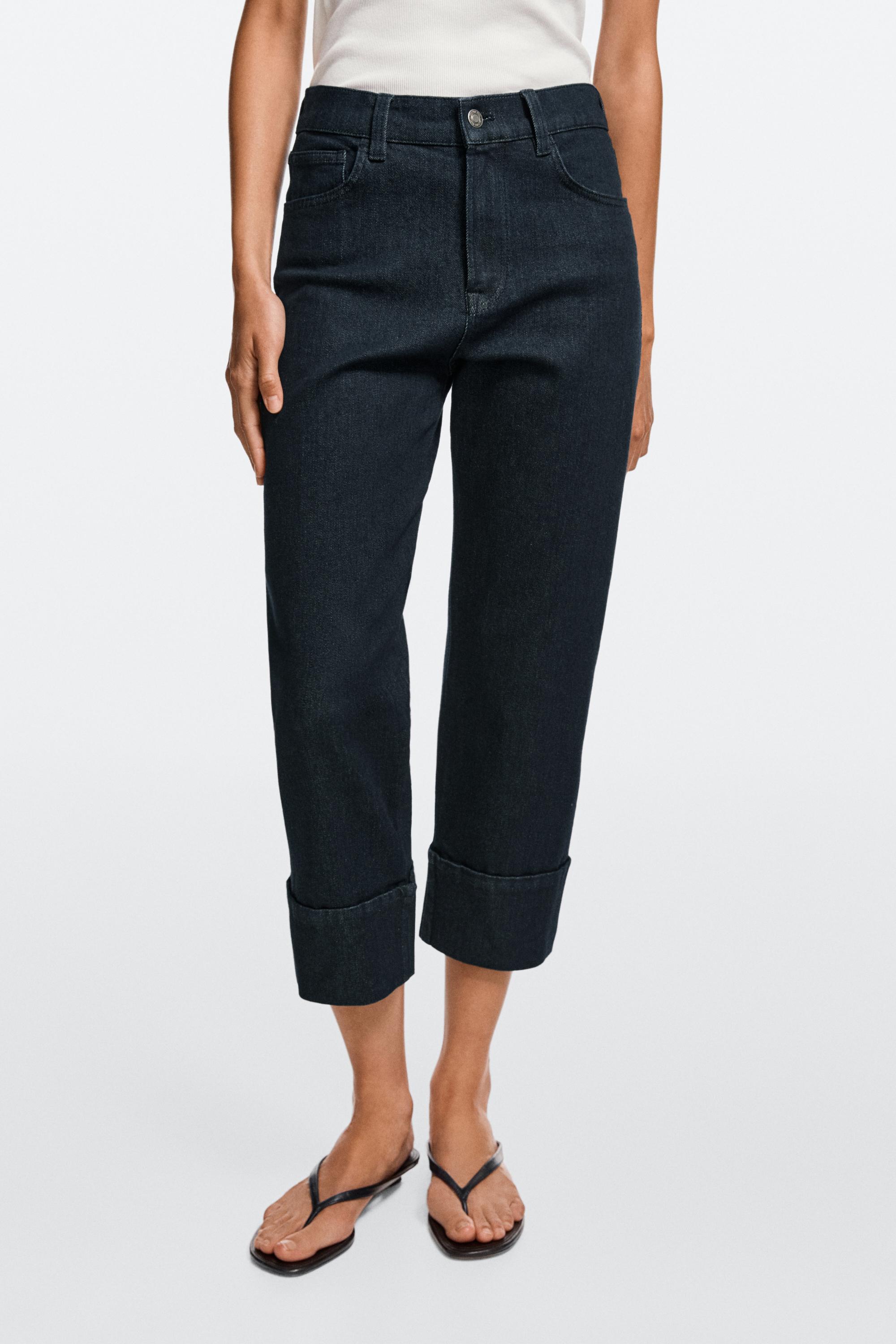Jean capri à revers