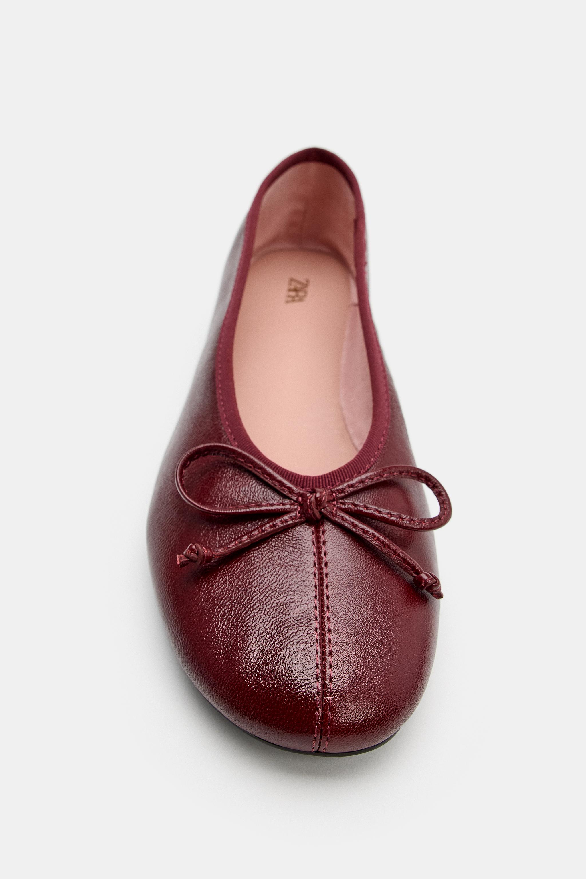 BALLERINE PLATE EN CUIR AVEC NŒUD