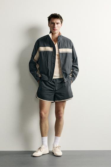 Zara COLOR BLOCK TECHNICAL SHORTS - Navy blue