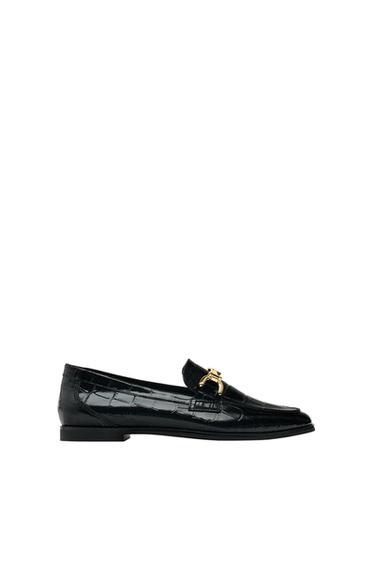 BUCKLED CROC LEATHER LOAFERS