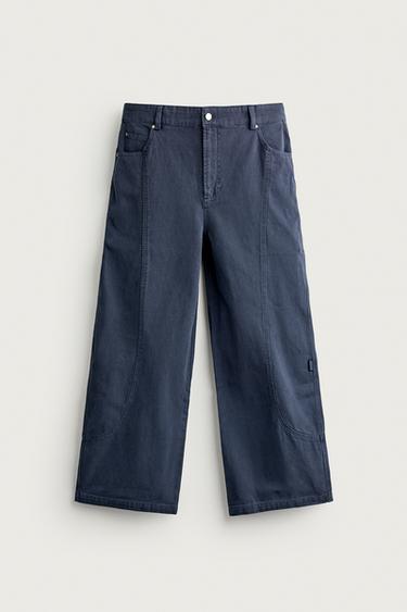 PANTALÓN RELAXED FIT COSTURAS - Marino de Zara