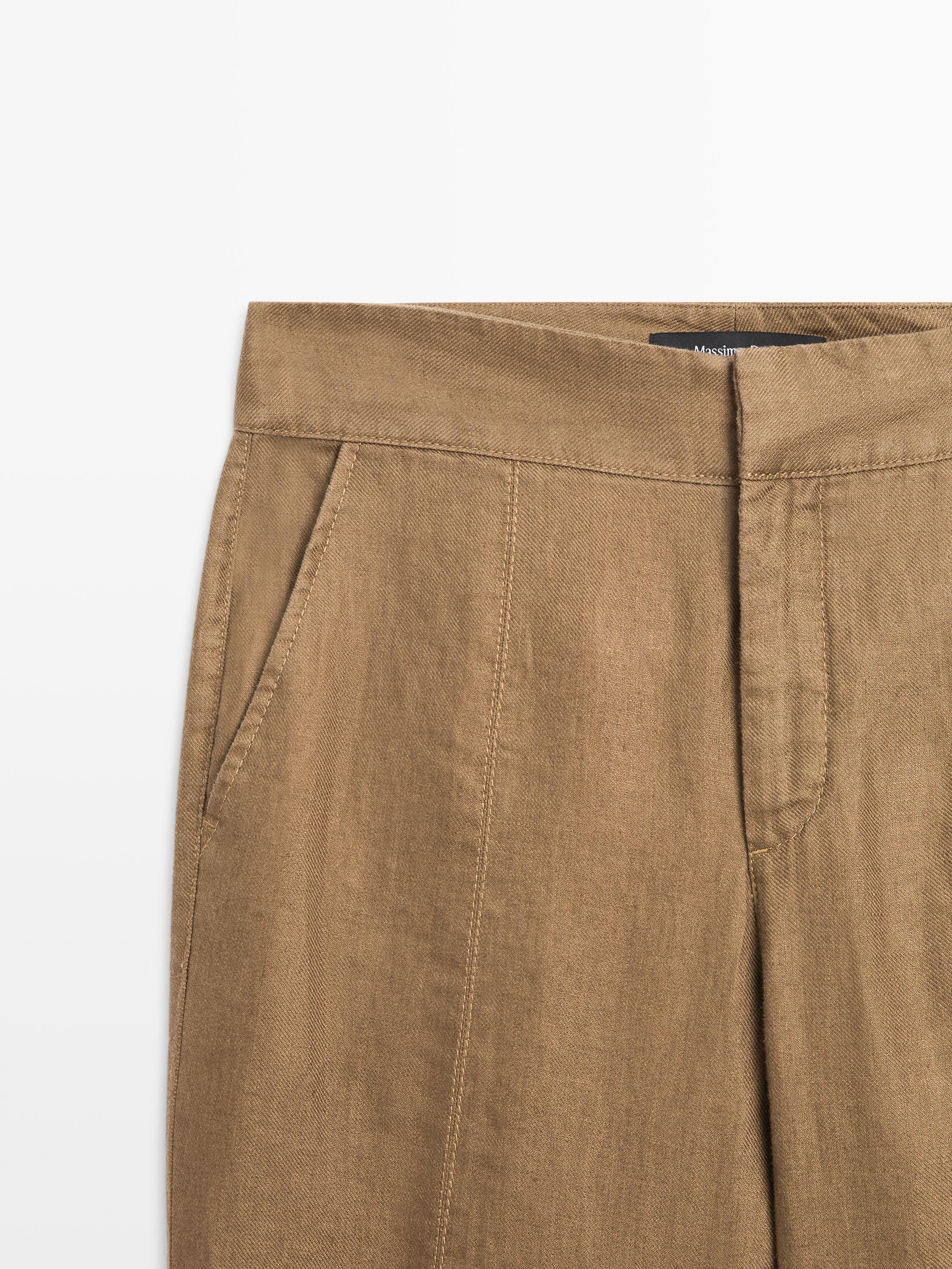 100% linen kick flare fit pants