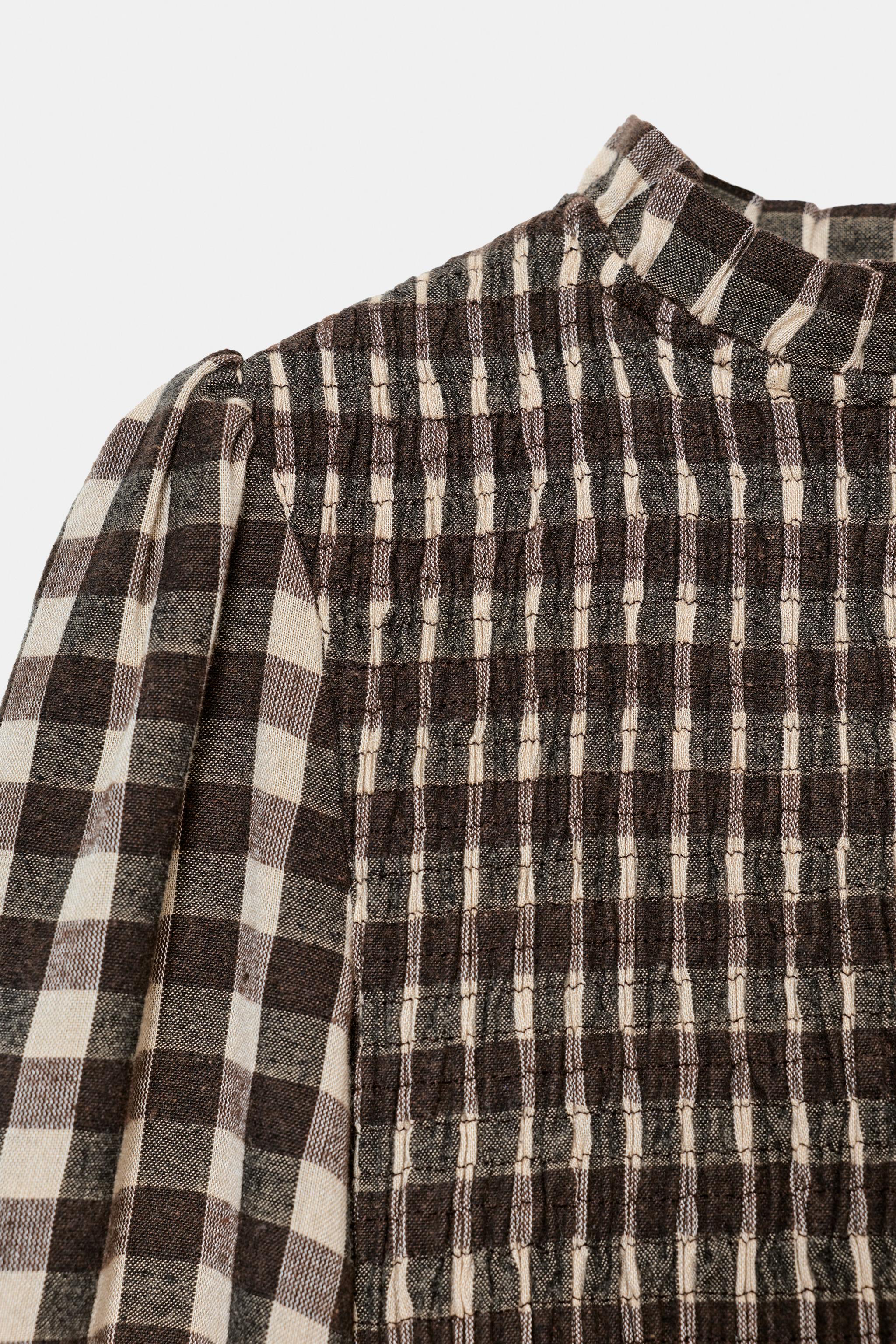 PLAID SMOCKED SHIRT