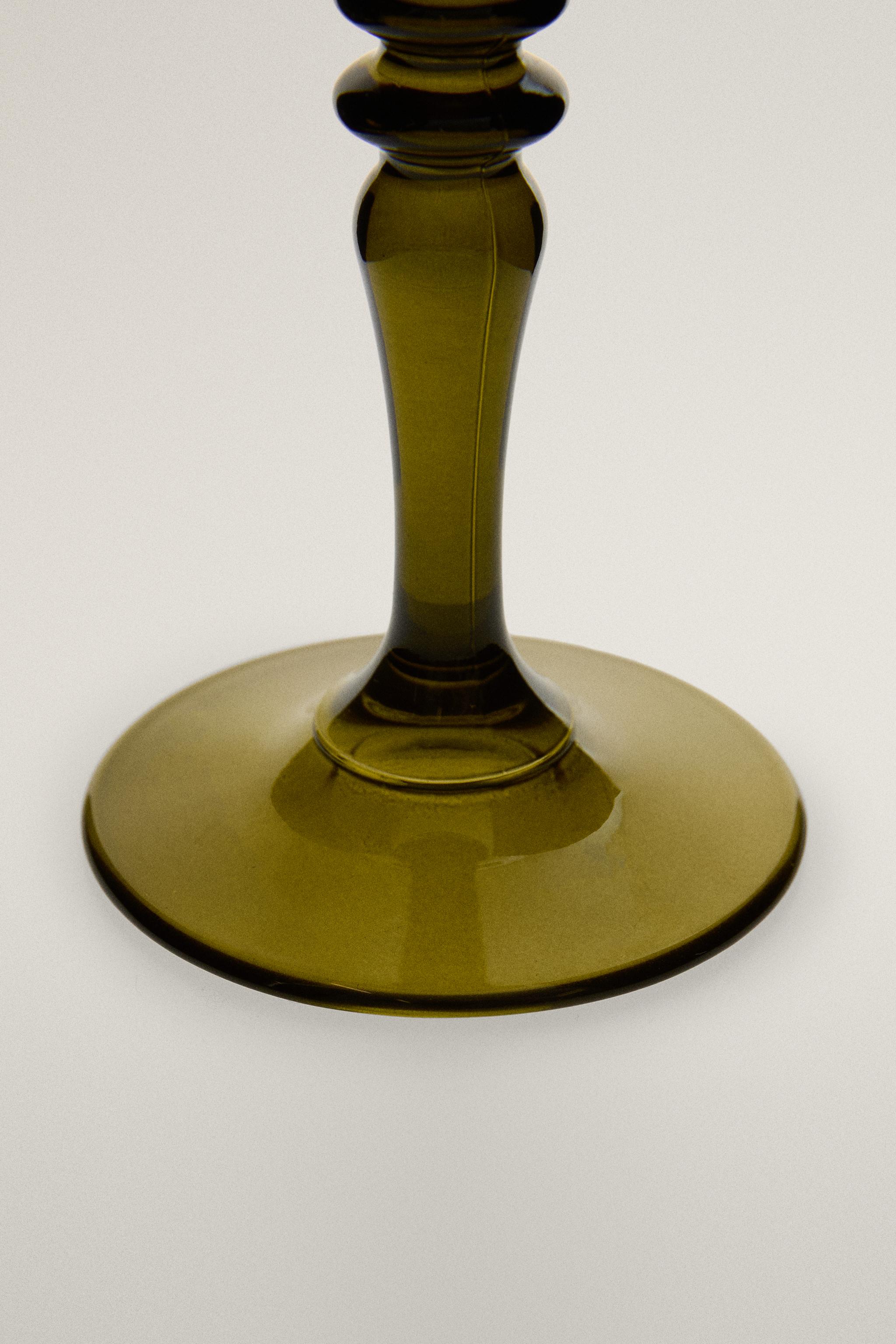 VERRE À VIN EN VERRE, FEUILLES DE NOËL
