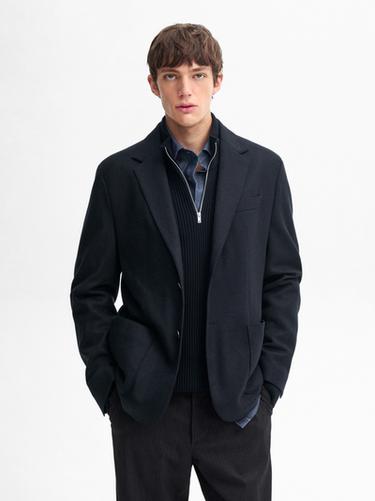 Zara 100% wool flowing blazer - Navy blue
