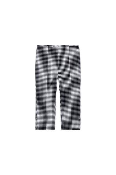 Zara GINGHAM CAPRI PANTS - Navy / White